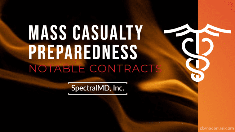 Text banner announcing mass casualty preparedness contract award to SpectralMD