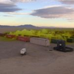 A cloud of chlorine gas moves among condemned shipping containers and vehicles that replicate urban structures and first-responder response. The vastness of remote Dugway Proving Ground, with a salt flat uninhabited by flora or fauna, offered a perfect test site. Unstable, chlorine gas dissipates quickly and degrades into a salt. Image courtesy of Dugway PG Test Support Division. Jack Rabbit II Chlorine Release Trials