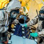 The National Guard Soldiers and the members of the COBRA Training Unit used the exercise to share techniques and procedures, and enhance readiness in case of a disaster or terrorist attack. Credit: Harley Jelis NYPD COBRA and 222 Chemical Co. Joint CBRN Training