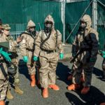 Soldiers of the 222nd Chemical Company prepare to conduct a training exercise simulating a joint response to a chemical attack and decontamination situation with the NYPD. Credit: Harley Jelis NYPD COBRA 222nd Chemical Company