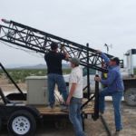 Raising a 10-meter instrumentation tower affixed to a trailer, for the Test Grid Safari Instrumentation System. Credit: Joe Mashinski, US Army Chem-Bio Simulant Testing at Dugway
