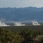 A crude but somewhat effective method terrorists might use to disseminate a chemical agent is with explosives. Here, clouds of dust and simulated agent drift toward detectors some distance away at Dugway Proving Ground, Credit: Al Vogel, Dugway Public Affairs