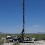 A trailer-mounted 10-meter tower, ready for its instrumentation to begin receiving data. The tower may also be folded down for travel or to work with instrumentation. The trailer also includes a Computer Network Interface for data, and a propane-fired electrical generator. Credit: Joe Mashinski, US Army Chem-Bio Simulant Testing at Dugway